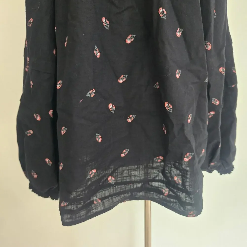 Old Navy Womens Boho Peasant Poet Blouse Swing Relaxed Dark Romantic Puff XL